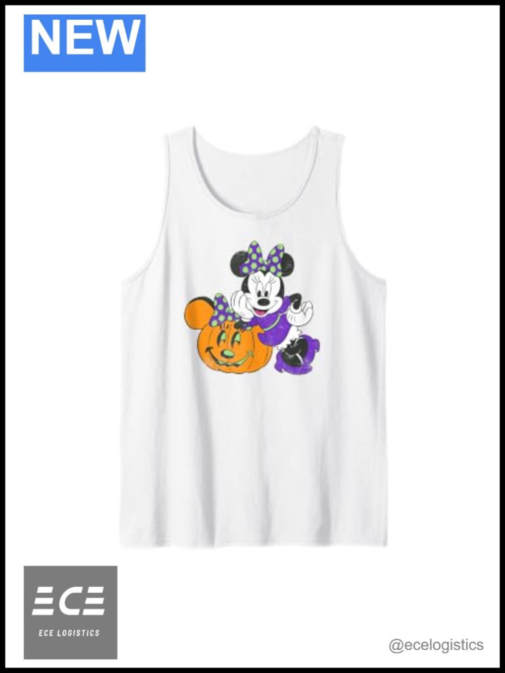 Disney Minnie Mouse Pumpkin Halloween Tank Top Classic Fit Scoop Neck